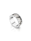 Moissanite Bold Engraved Oxidized Finish 925 Sterling Silver Ring For Men