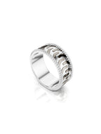 Moissanite Bold Engraved Oxidized Finish 925 Sterling Silver Ring For Men