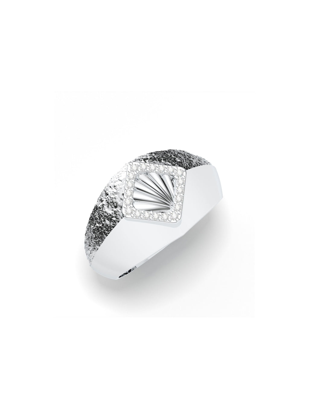 Textured Geometric Moissanite Oxidized Silver 925 Sterling Silver Ring For Men