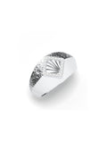 Textured Geometric Moissanite Oxidized Silver 925 Sterling Silver Ring For Men