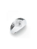 Textured Geometric Moissanite Oxidized Silver 925 Sterling Silver Ring For Men