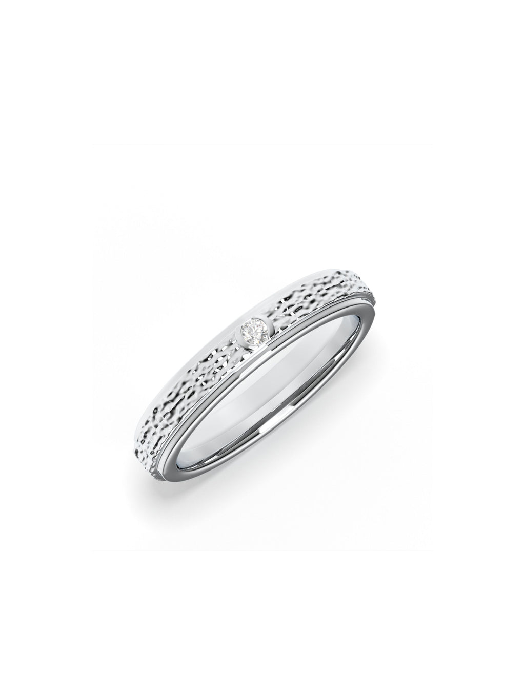 Moissanite Textured Silver  925 Sterling Silver Spinner Ring For Men