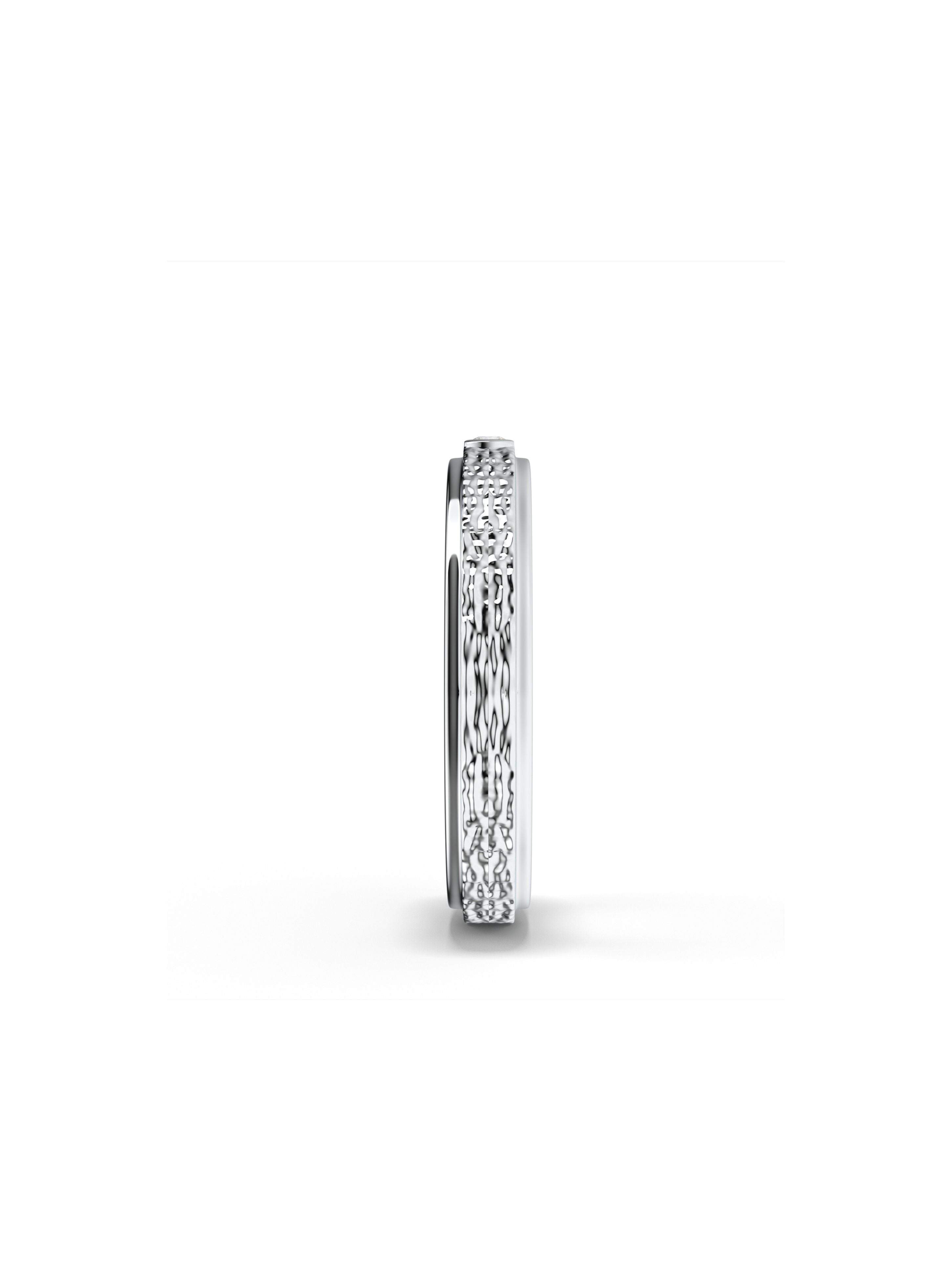 Moissanite Textured Silver  925 Sterling Silver Spinner Ring For Men