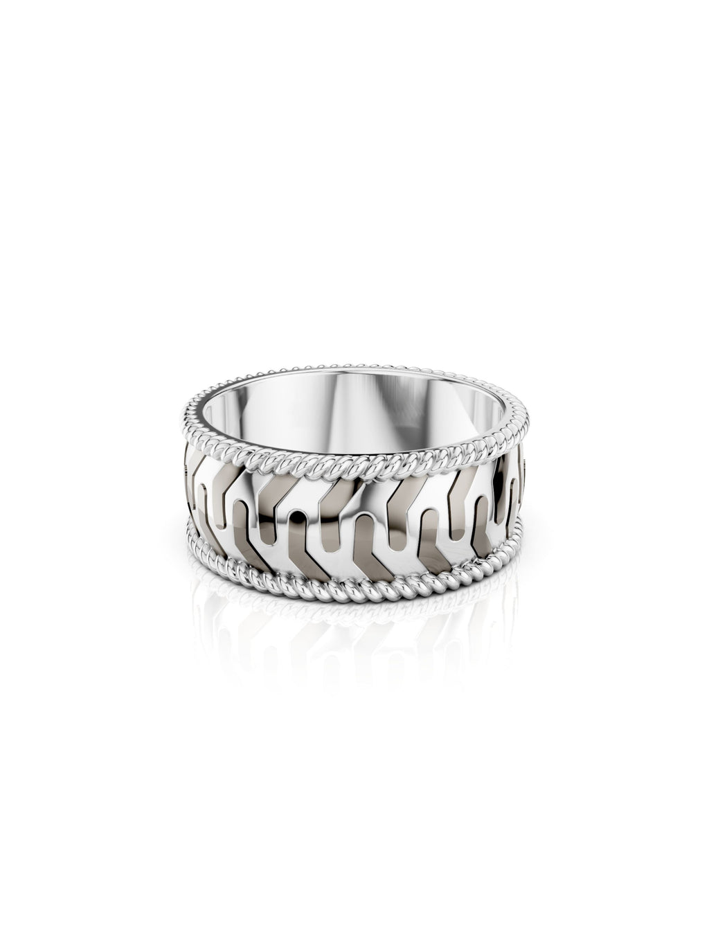 Moissanite Bold Engraved Oxidized Finish 925 Sterling Silver Ring For Men