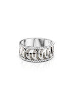 Moissanite Bold Engraved Oxidized Finish 925 Sterling Silver Ring For Men