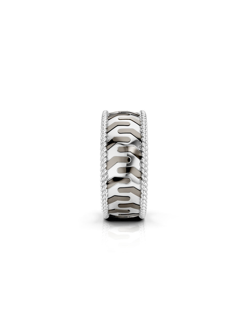 Moissanite Bold Engraved Oxidized Finish 925 Sterling Silver Ring For Men