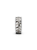 Moissanite Bold Engraved Oxidized Finish 925 Sterling Silver Ring For Men