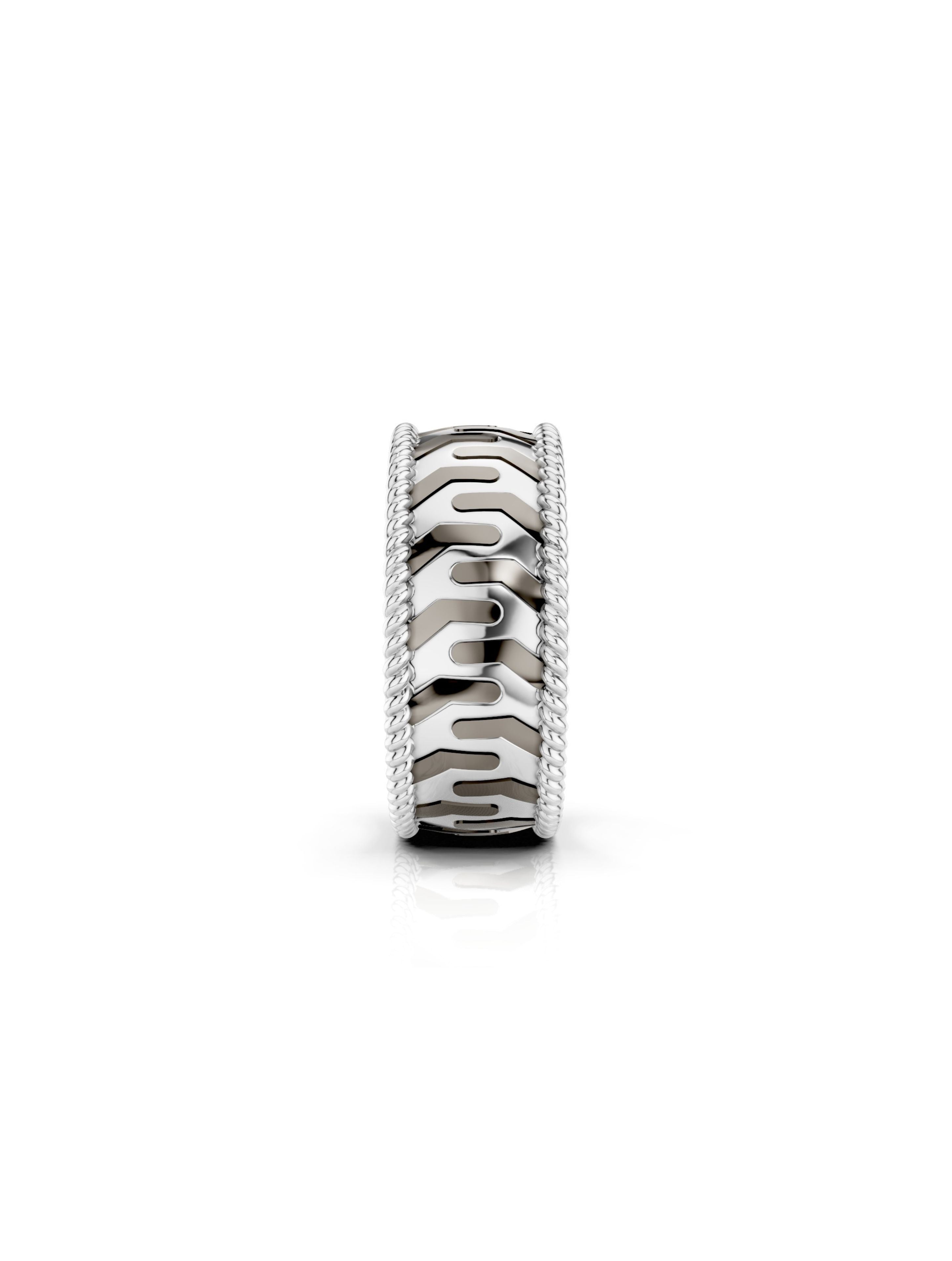 Moissanite Bold Engraved Oxidized Finish 925 Sterling Silver Ring For Men