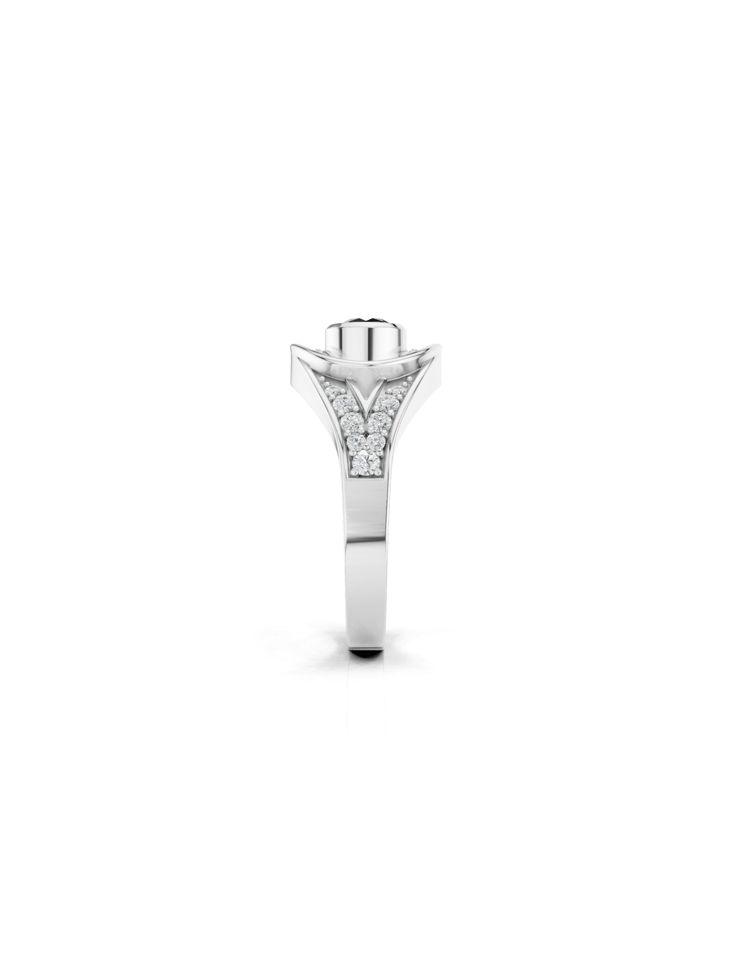 Bold Black Onyx and Moissanite Oxidized Finish 925 Sterling Silver Ring For Men