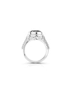 Geometric Filigree Black Onyx and Moissanite Silver Ring Oxidized 925 Sterling Silver Ring For Men