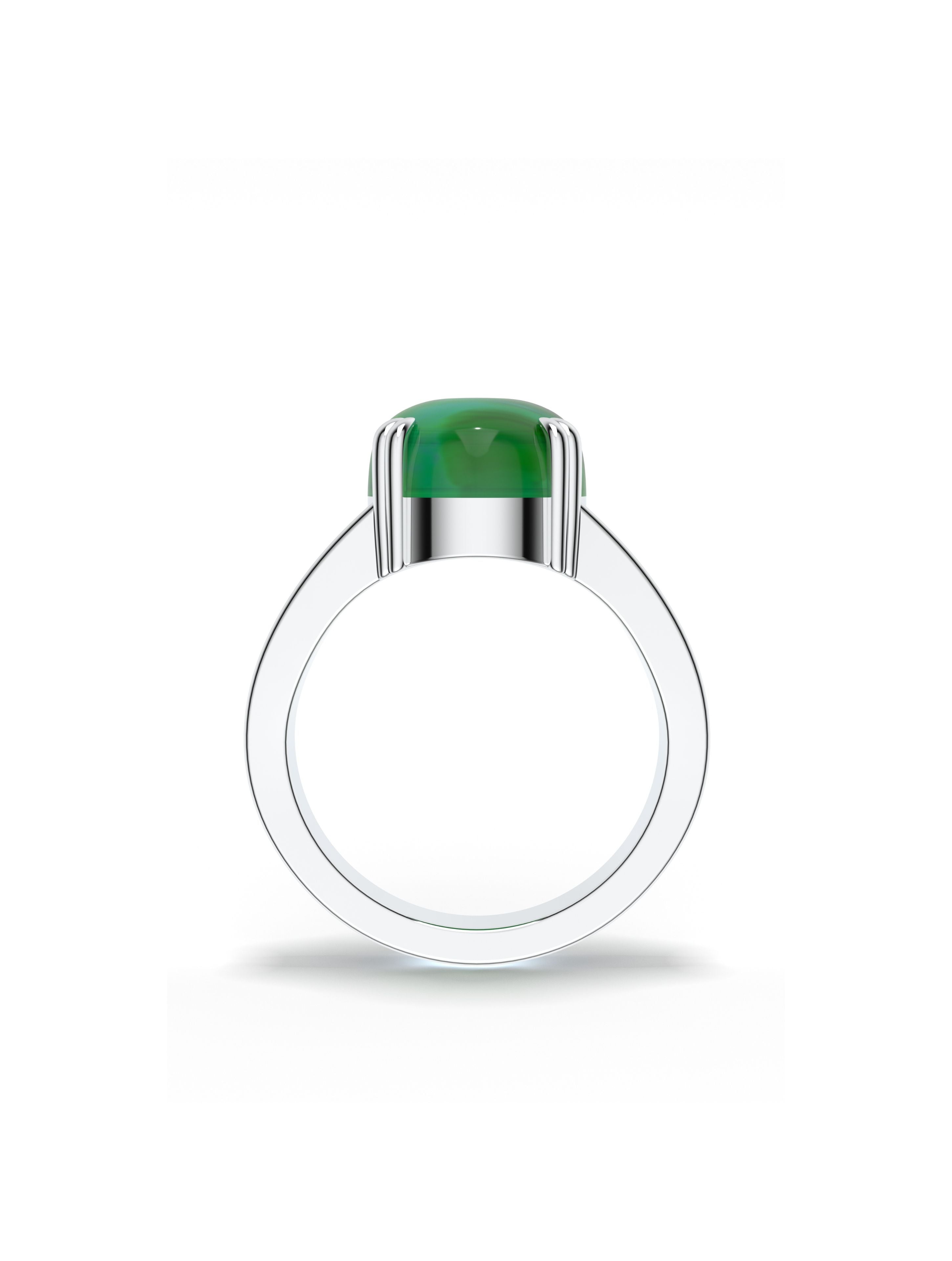 Geometric Green Onyx Oxidized 925 Sterling Silver Ring For Men