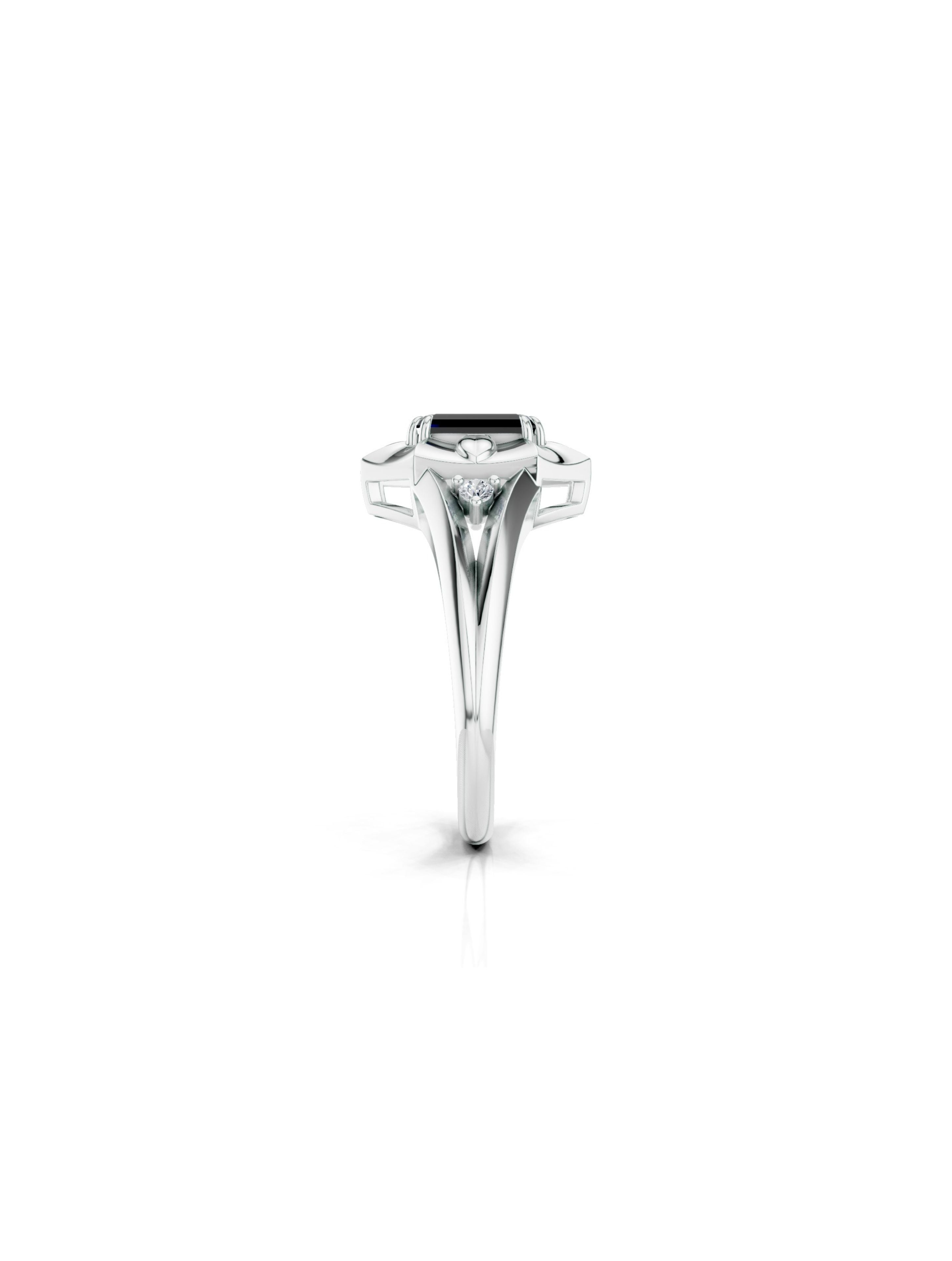 Geometric Black Onyx and Moissanite Oxidized Finish 925 Sterling Silver Ring For Men