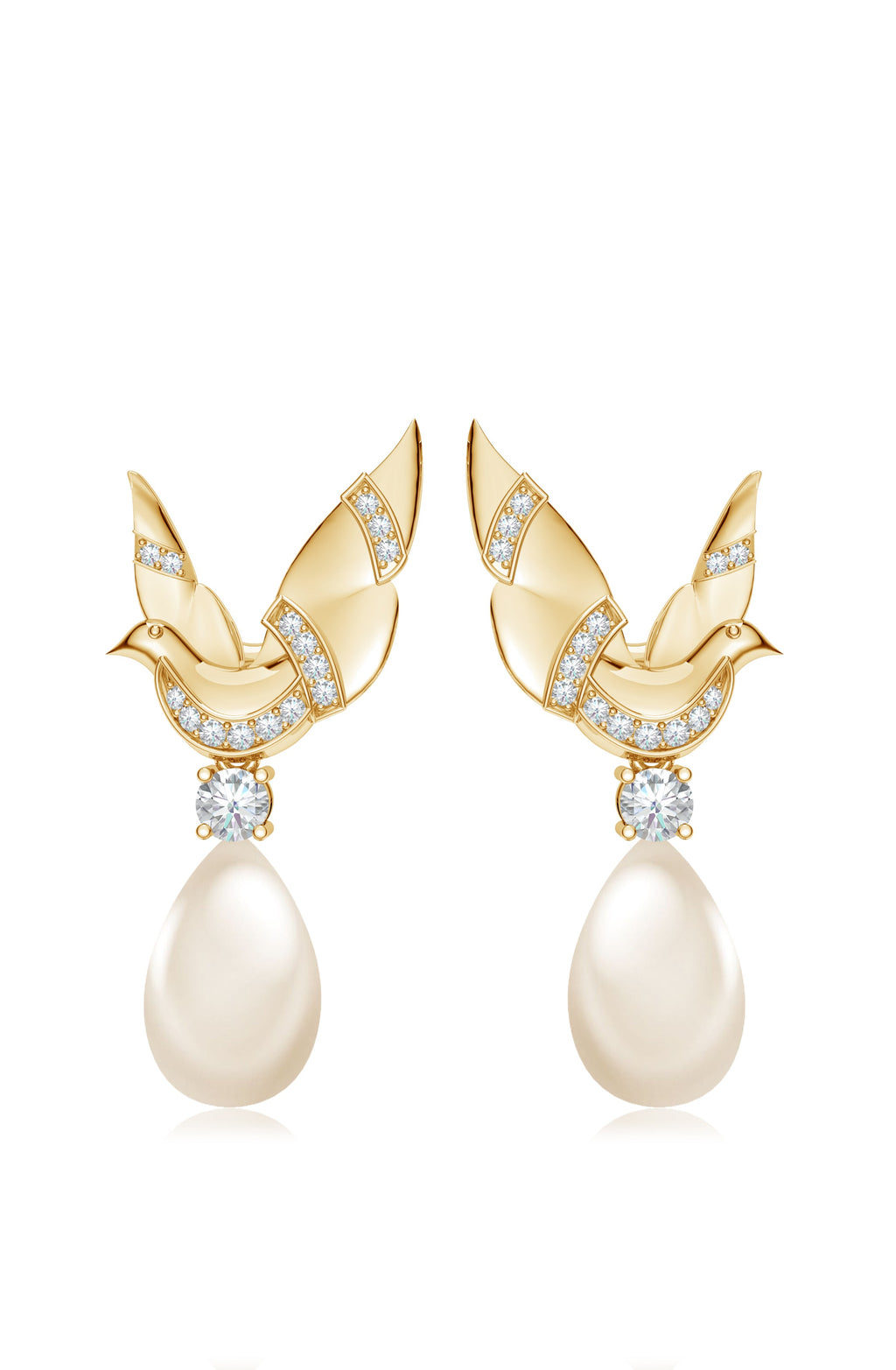 Gold Grace Dove Pearl Sterling Silver Earrings