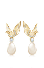 Gold Grace Dove Pearl Sterling Silver Earrings