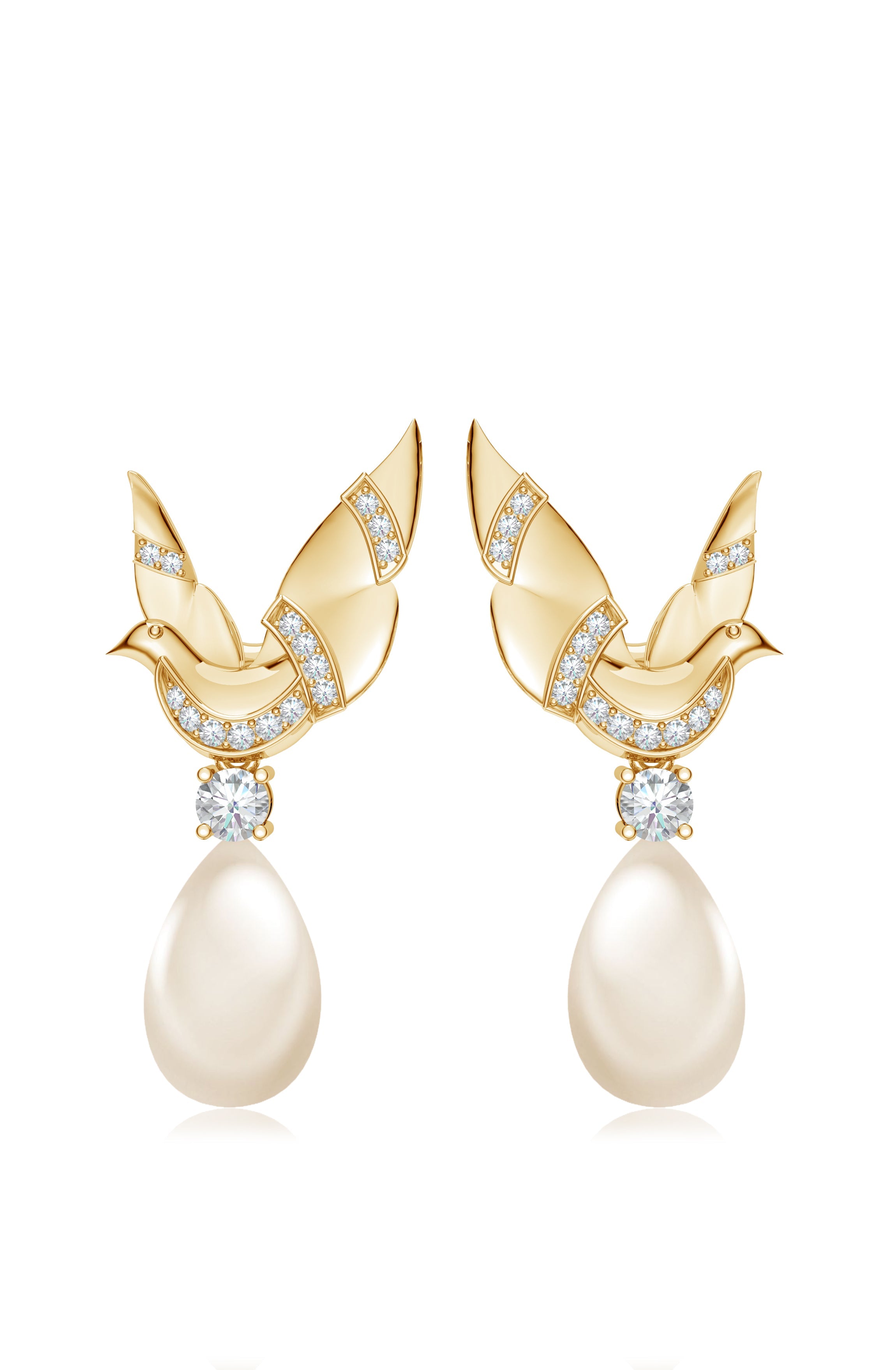 Gold Grace Dove Pearl Sterling Silver Earrings