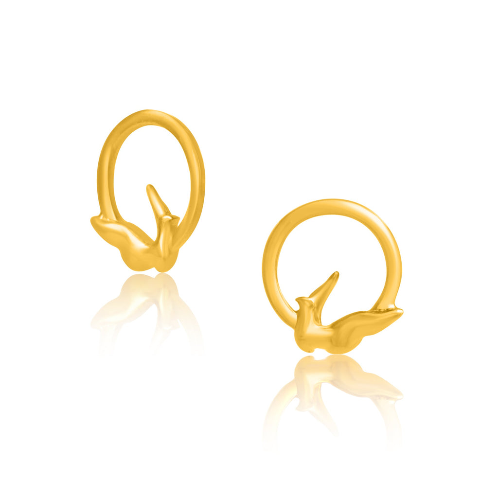 24K Gold-Plated Bird Earrings - Kicky & Perky