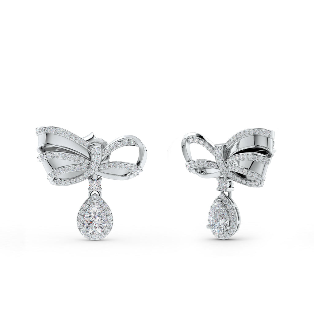 Moissanite Bow of Elegance 925 Sterling Silver Earrings For Women