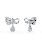 Moissanite Bow of Elegance 925 Sterling Silver Earrings For Women