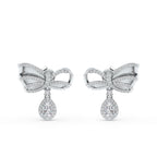Moissanite Bow of Elegance 925 Sterling Silver Earrings For Women