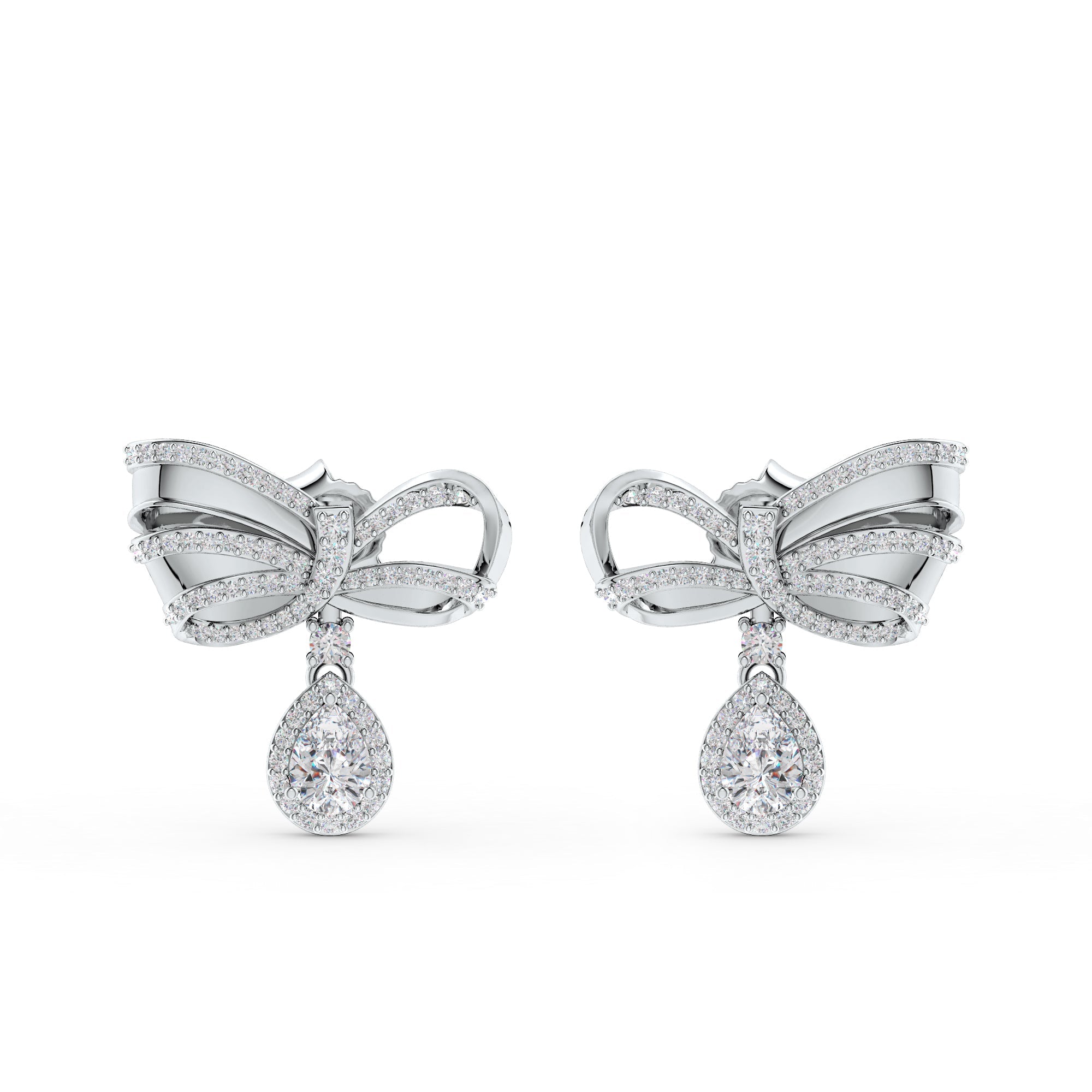 Moissanite Bow of Elegance 925 Sterling Silver Earrings For Women