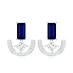 Iolite and Moissanite 925 Sterling Silver Earrings For Women