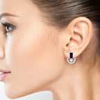 Iolite and Moissanite 925 Sterling Silver Earrings For Women