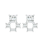 Rectangular and Square Moissanite 925 Sterling Silver Earrings For Women