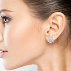 Rectangular and Square Moissanite 925 Sterling Silver Earrings For Women