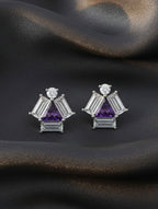 Triangle and Baguette Amethyst 925 Sterling Silver Earrings For Women
