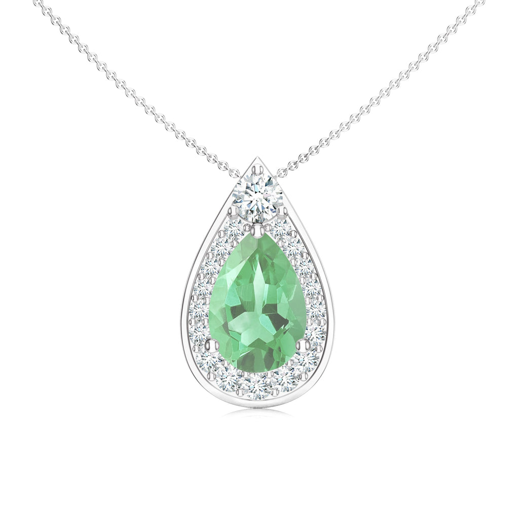 Green Amethyst & Moissanite 925 Sterling Silver Pendant For Women