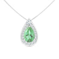Green Amethyst & Moissanite 925 Sterling Silver Pendant For Women