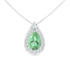 Green Amethyst & Moissanite 925 Sterling Silver Pendant For Women