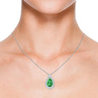 Green Amethyst & Moissanite 925 Sterling Silver Pendant For Women