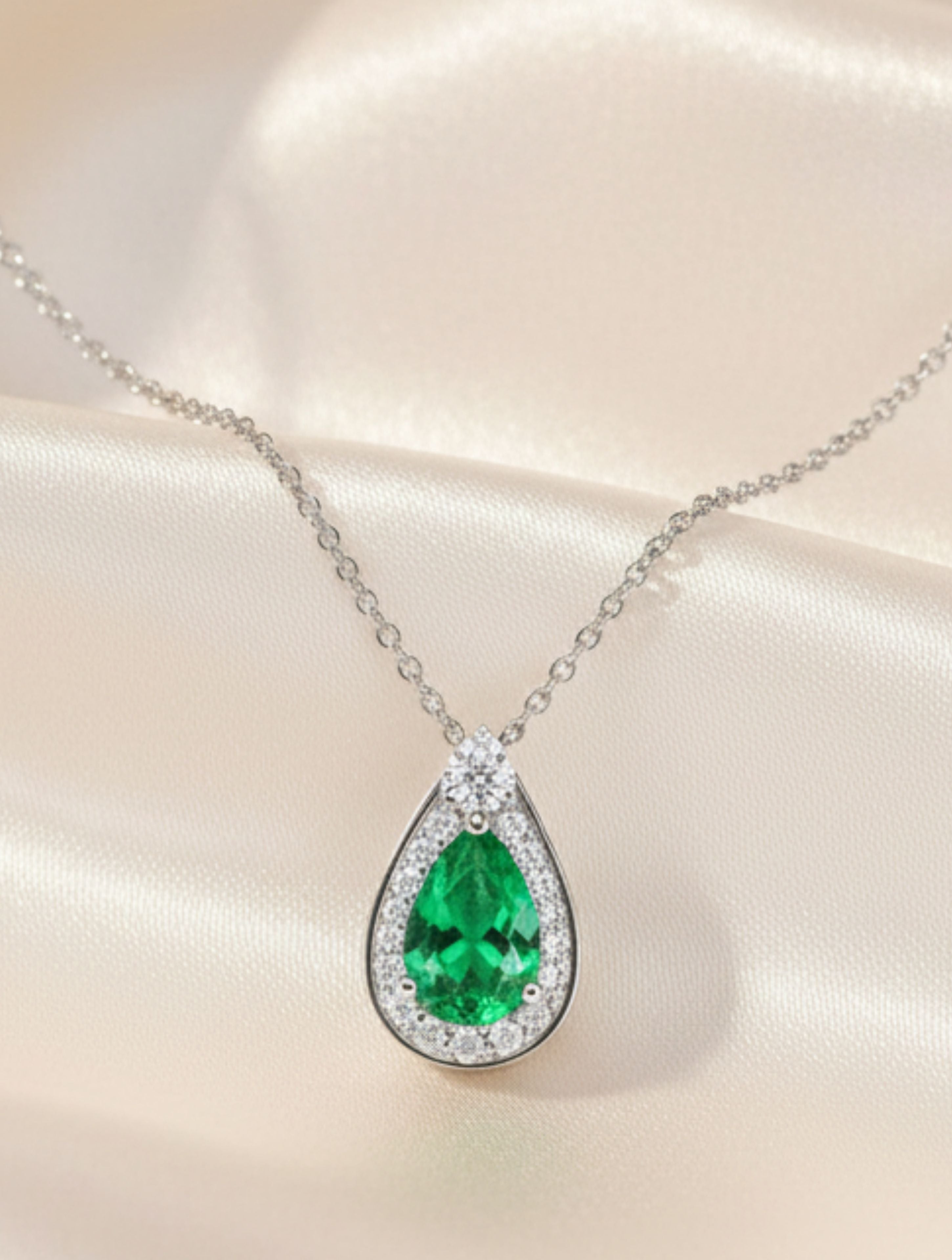 Green Amethyst & Moissanite 925 Sterling Silver Pendant For Women