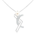 Abstract Geometric Moissanite & Pearl 925 Sterling Silver Pendant For Women