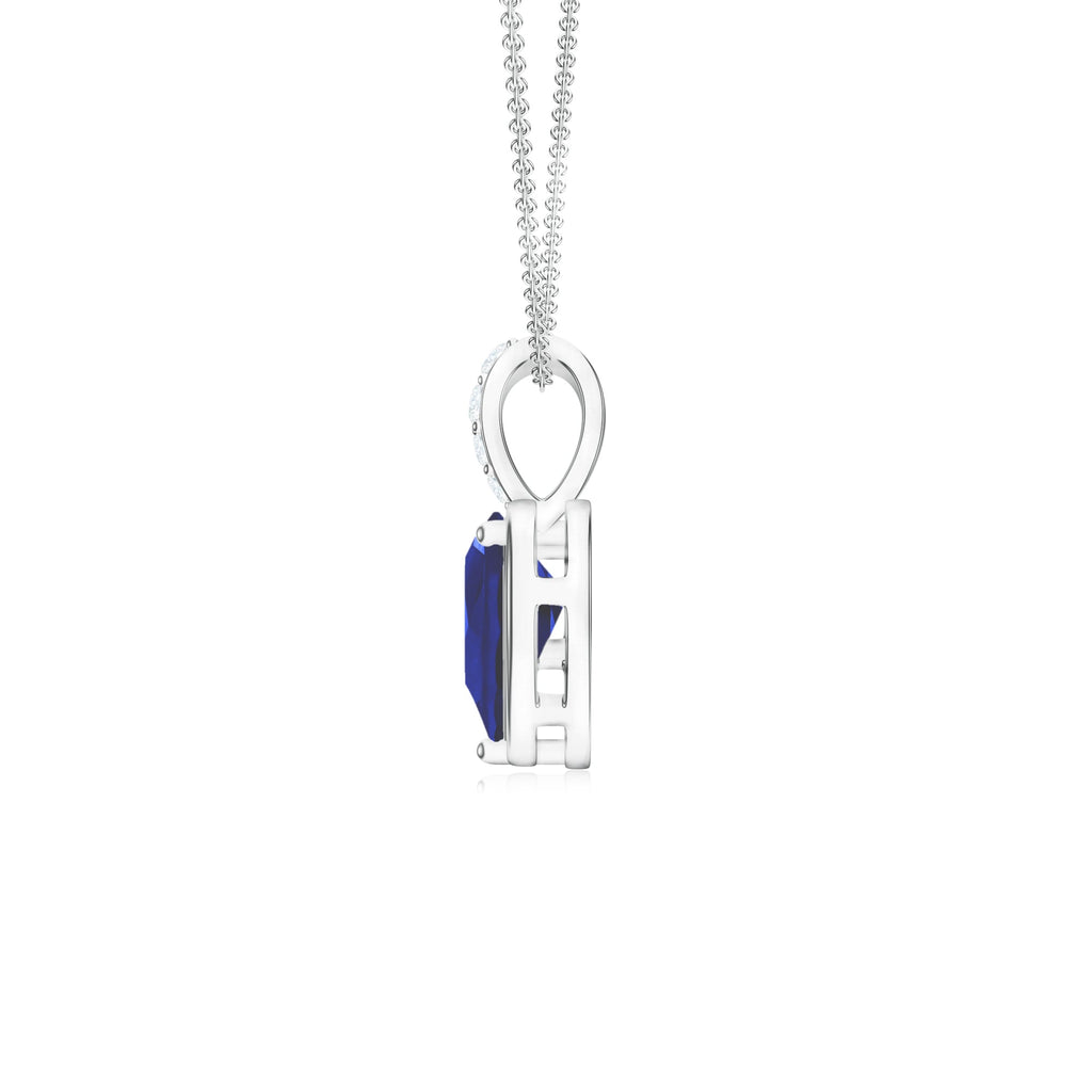 Heart Iolite and Moissanite 925 Sterling Silver Pendant For Women