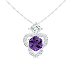 Abstract Amethyst and Moissanite 925 Sterling Silver Pendant For Women