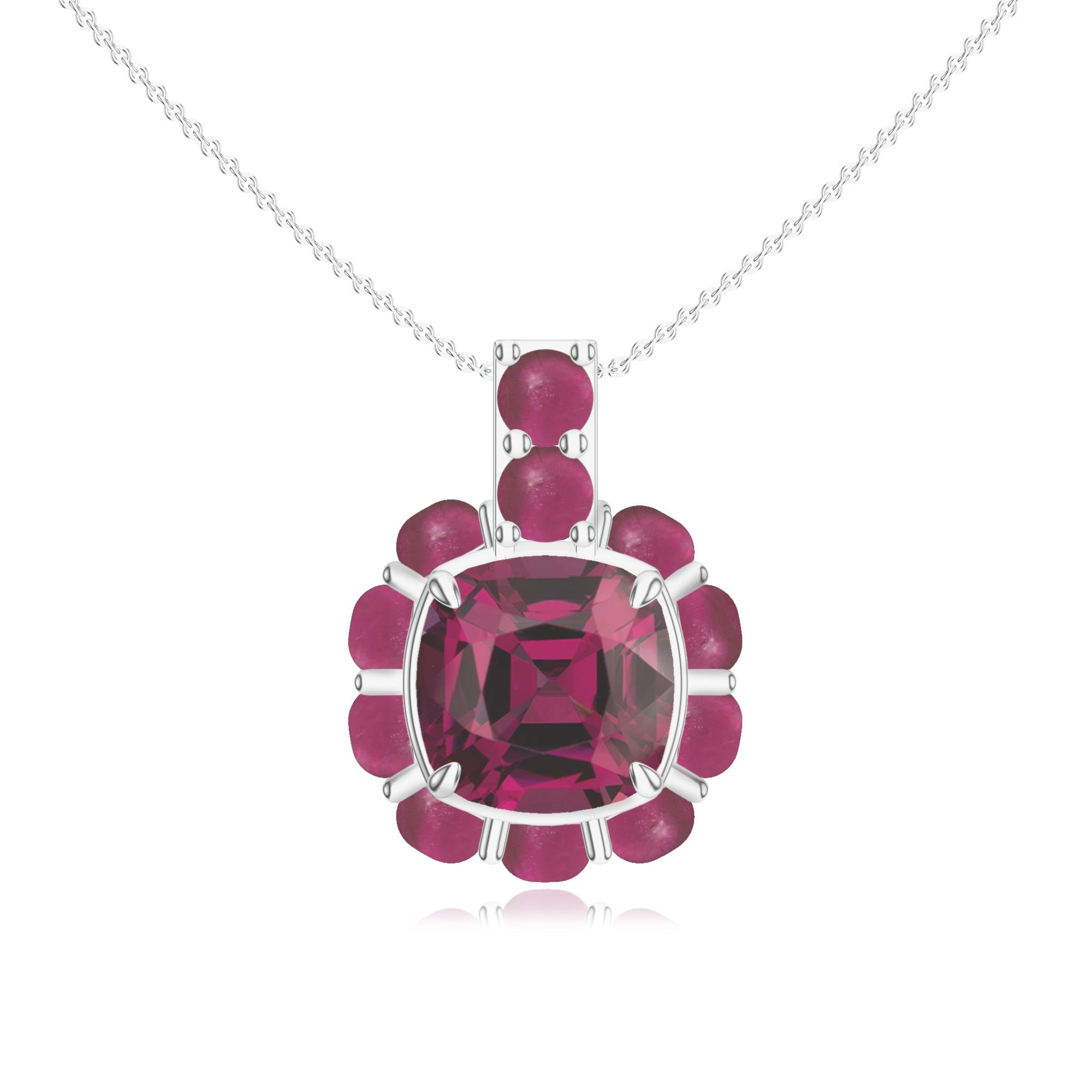 Cushion and Round-Shaped 925 Sterling Silver Pendant For Women