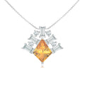Citrine and Moissanite Geometric 925 Sterling Silver Pendant For Women