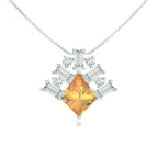Citrine and Moissanite Geometric 925 Sterling Silver Pendant For Women