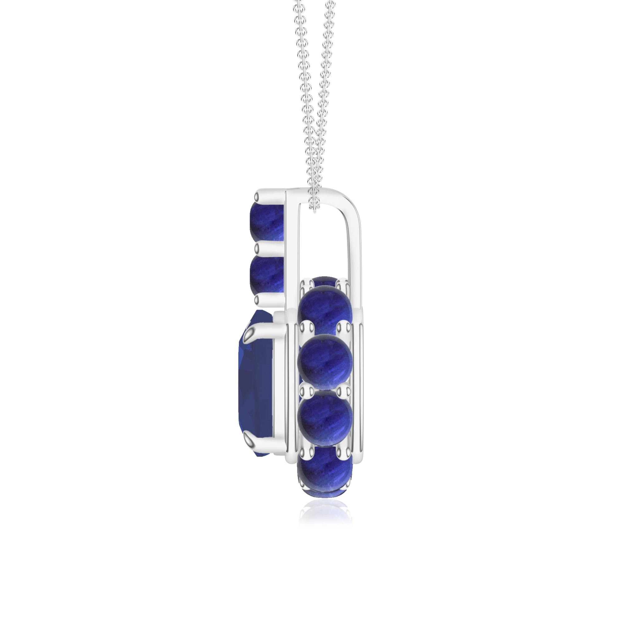 Cushion and Round-Shaped 925 Sterling Silver Pendant For Women