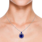 Cushion and Round-Shaped 925 Sterling Silver Pendant For Women