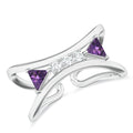 Adjustable Amethyst and Moissanite 925 Sterling Silver Ring For Women