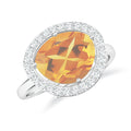 Elegant Citrine and Moissanite 925 Sterling Silver Ring For Women