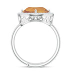 Elegant Citrine and Moissanite 925 Sterling Silver Ring For Women