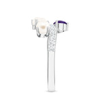 Abstract Amethyst and Pearl 925 Sterling Silver Ring For Women