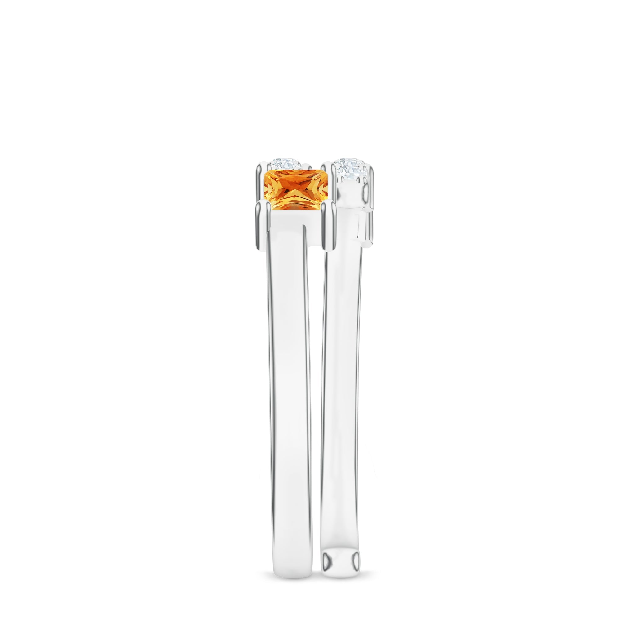 Citrine and Moissanite 925 Sterling Silver Adjustable Ring For Women