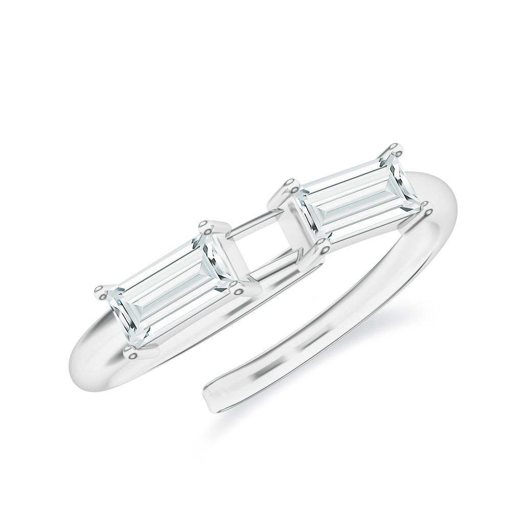 Baguette Moissanite 925 Sterling Silver Adjustable Ring For Women