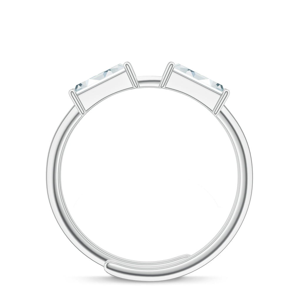 Baguette Moissanite 925 Sterling Silver Adjustable Ring For Women