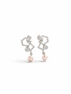 925 Sterling Silver Geometric Drop Earrings with Moissanite, Pearl, and Polki Accents